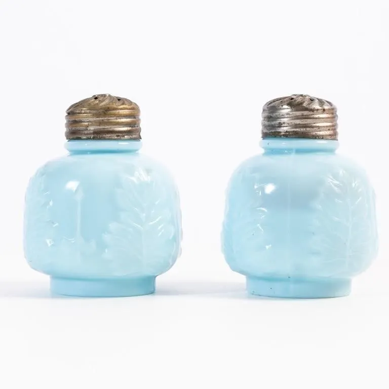 EAPG CONSOLIDATED "LEAF PALM" BLUE MILK GLASS