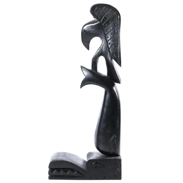 EAGLE, WHALE, ALIGATOR WOOD CARVING