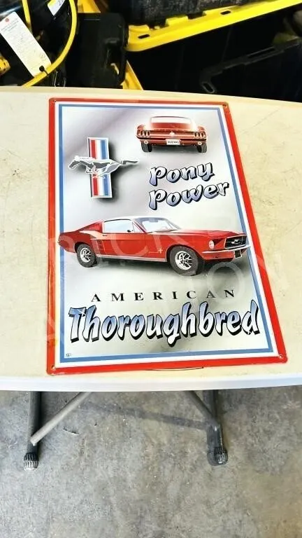 Tin Mustang Pony Power sign - 17" x 12"