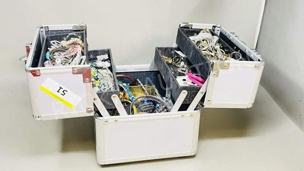 folding metal jewelry case w/ contents