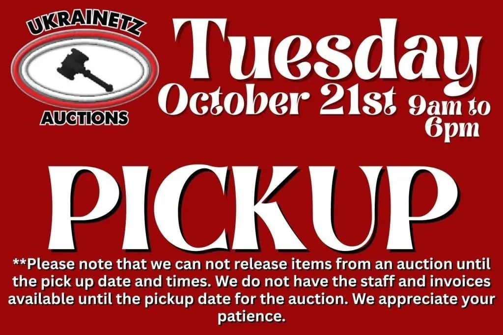 Pickup- WEDNESDAY, OCTOBER 21, 2026 9am-6pm