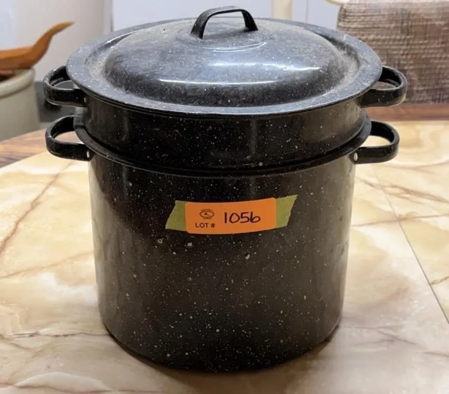 Speckled Enameled Canning Pot w/insert
