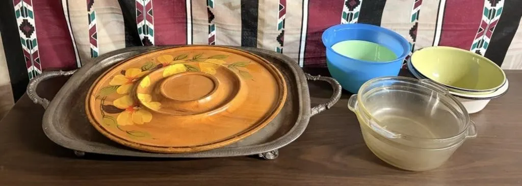 Vintage Kitchen-Silver-plated platter and more
