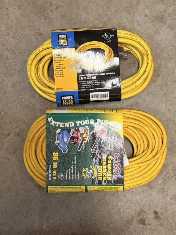 NEW 25 meter and 7.5 meter long extension cords