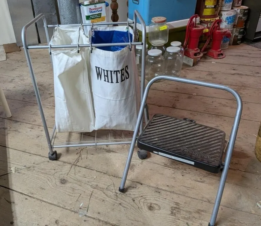 Laundry Bin and Folding Step Stool