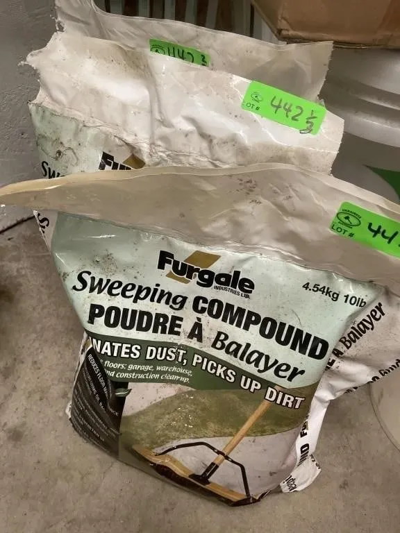 Three 10 lb. bags of Furgale Sweeping Compound.