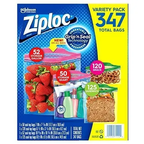 Ziploc Food Storage Bag Variety Pack 347ct