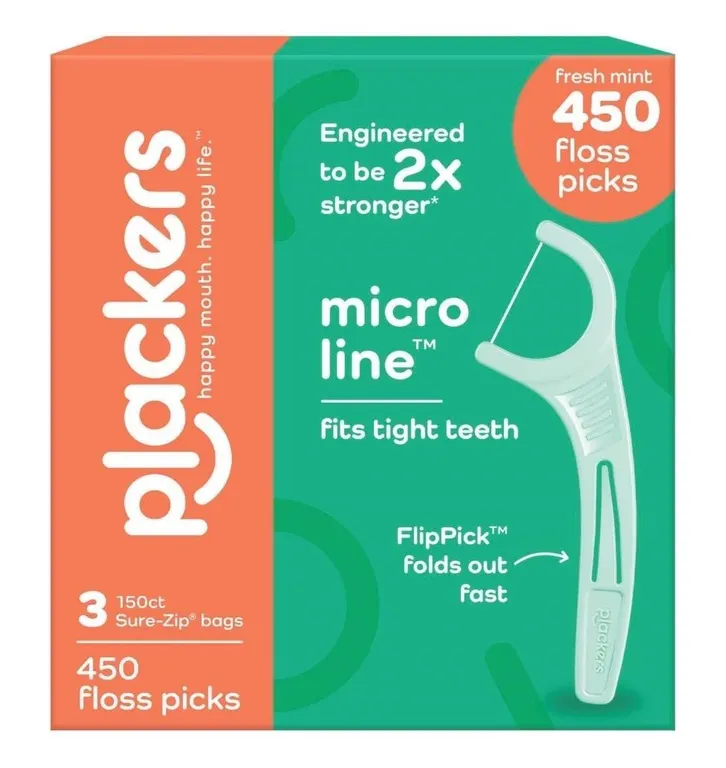 Plackers Micro Line Floss Picks 450ct Intense Mint