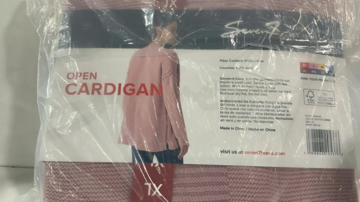 Seven7 746245 Open Cardigan Sweater Pink Size 1X