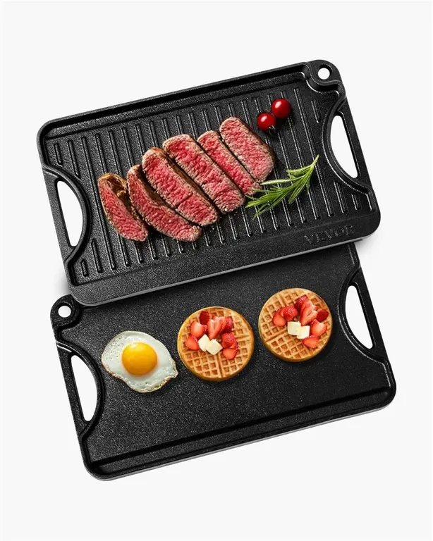 Vevor Reversible Cast Iron Griddle 14x8.5 Inch