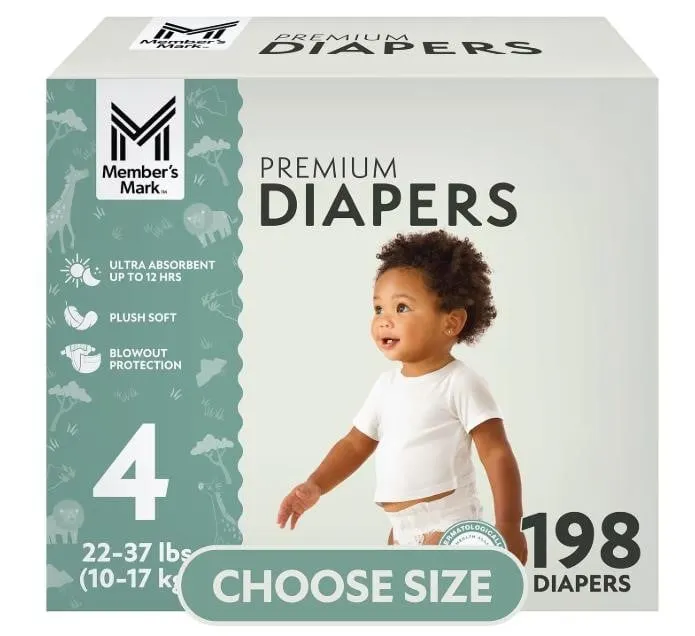 Premium Baby Diapers Size 4 198ct