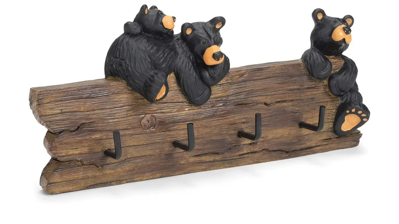 Demdaco Bearfoots Black Bear Key Holder 3.5 x 7.5