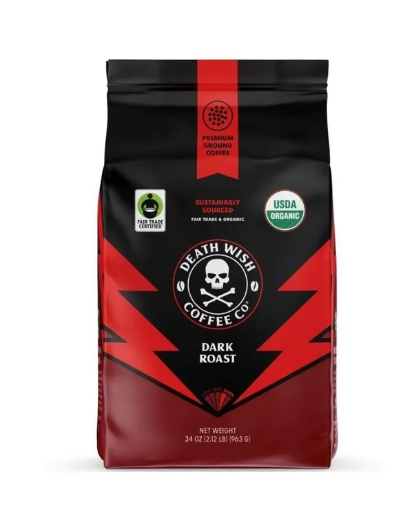 Death Wish Coffee Dark Roast Ground Coffee 34 oz