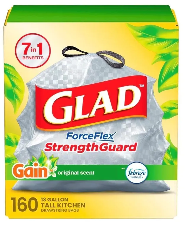 Glad ForceFlex 13 Gallon Trash Bags 160ct