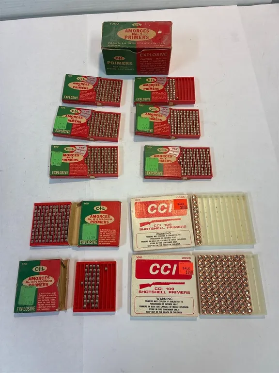 Primers. 5 full No 1. 1 full No 8 1/2. Some # 109.