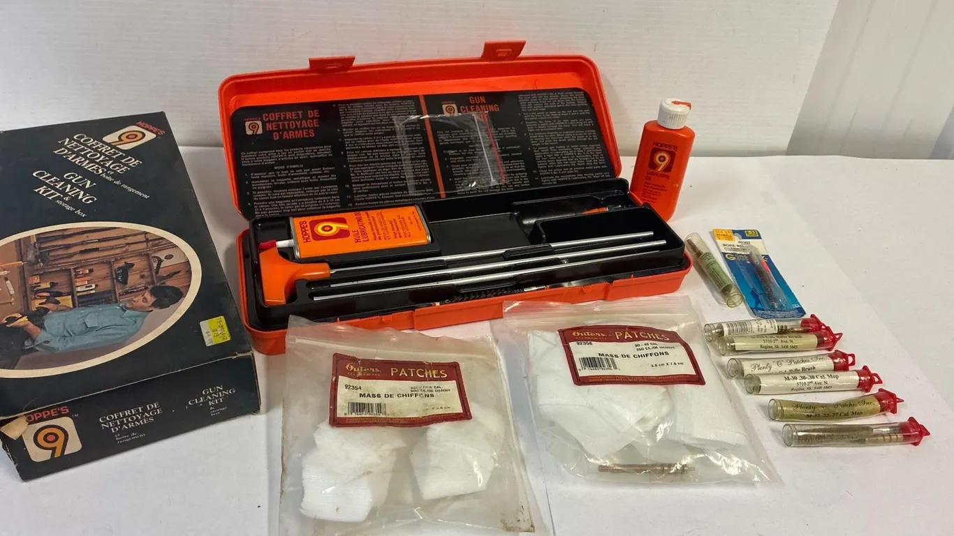 Gun cleaning kit with different cal brushes.