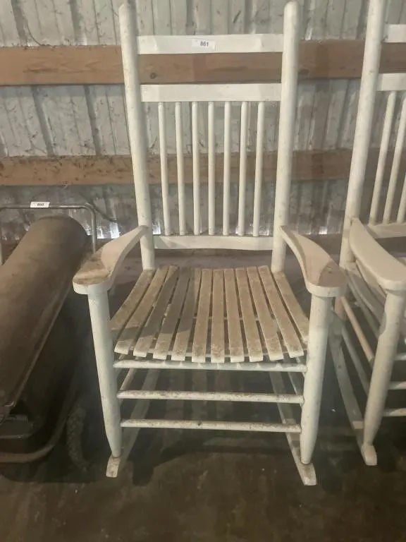White wooden rocking chair