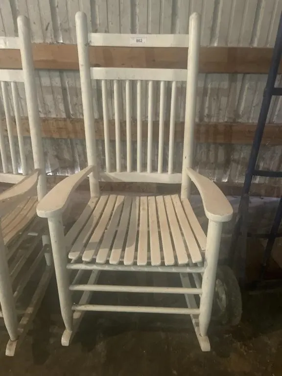 White wooden rocking chair