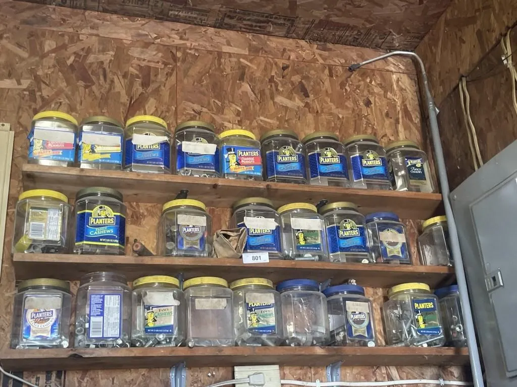 Miscellaneous hardware and peanut containers