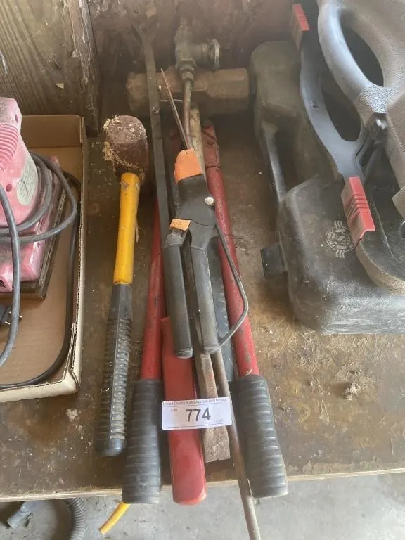 Sledgehammers crowbars bolt cutters, air wand