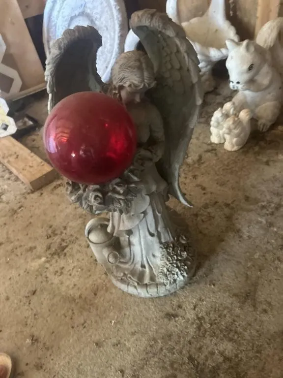 Resin angel with gazing ball