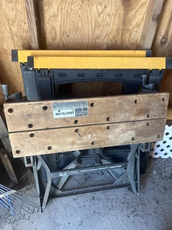 Sawhorses and craftsman work table