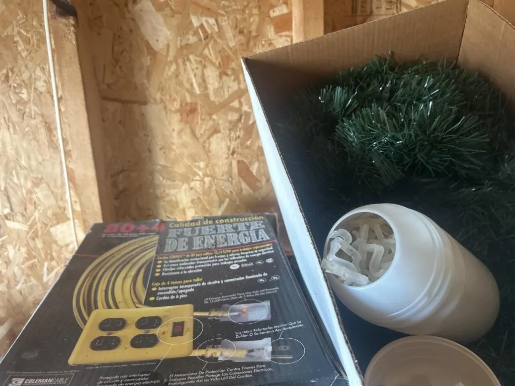 Extension cord and Christmas decor