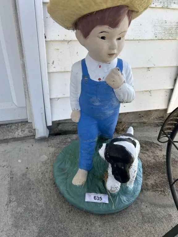 Concrete boy and dog