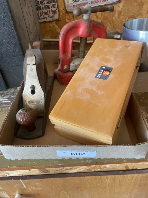 Planer, pipe clamp, X-Acto knife set