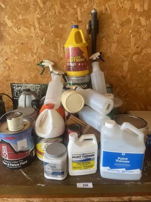 Paint, spray bottles, thinner