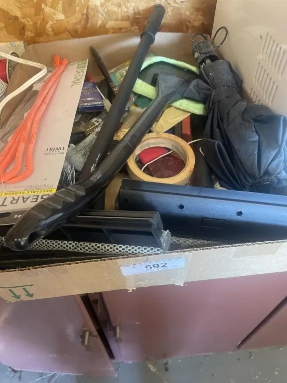 Paint brushes, windshield cleaners, string, ice,