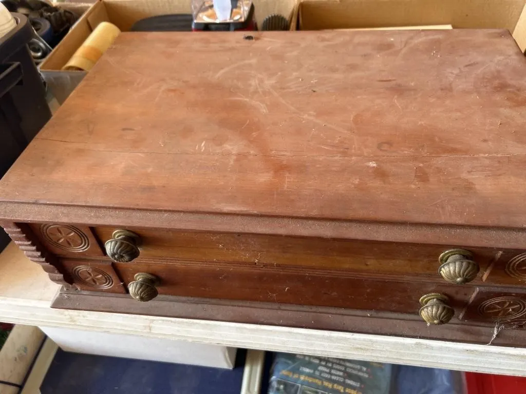 Wooden box with drawers
