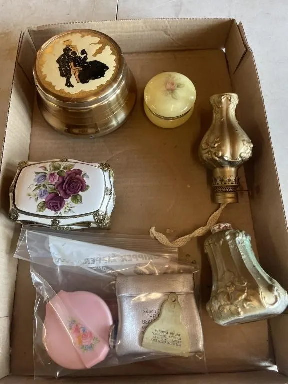 Jewelry & powder music box, lamp, trinket box,