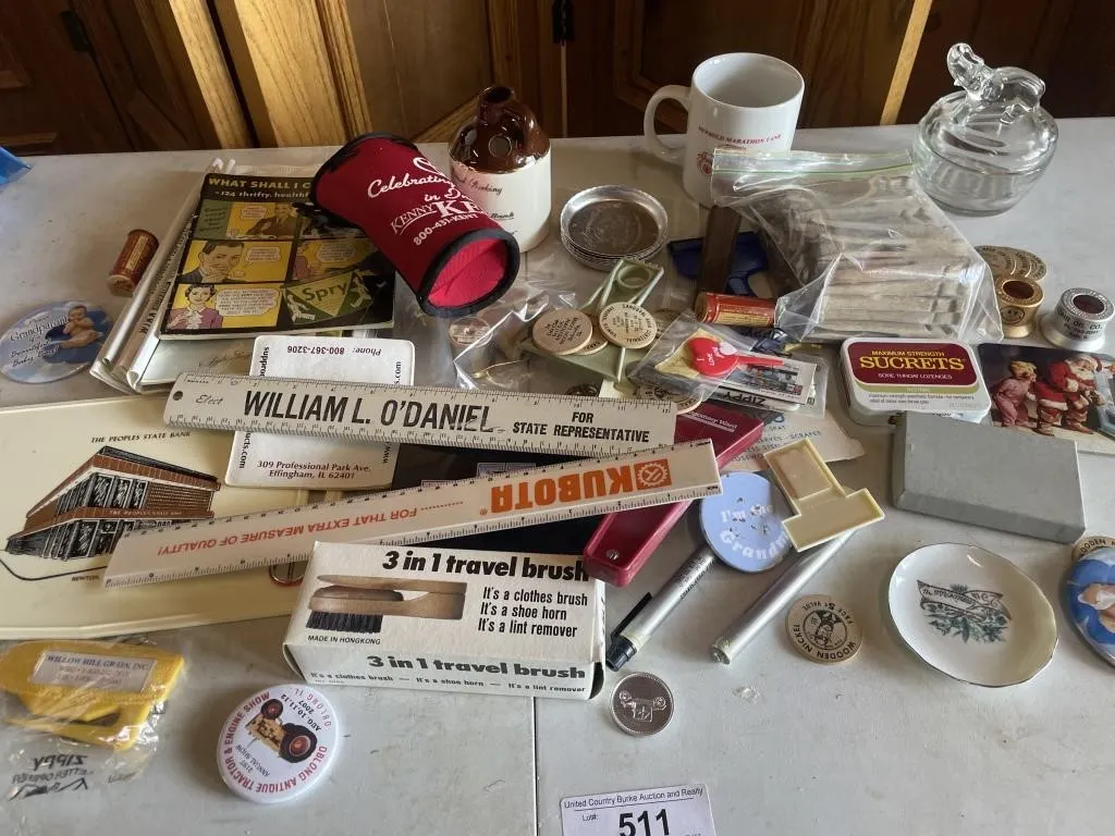Advertising items, clothes pens, elephant jar