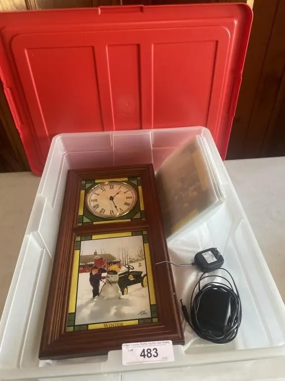 John Deere clock w/removal seasons glass plates