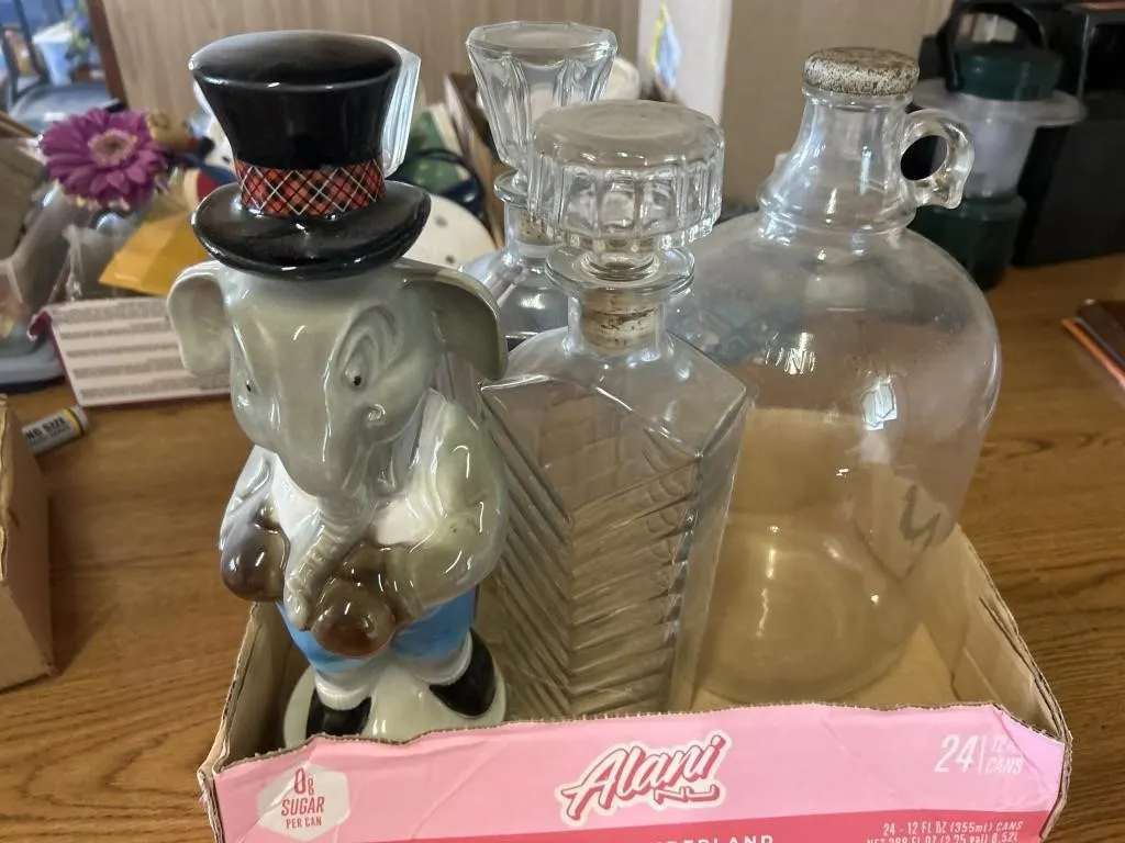 Ceramic and glass decanters and jug
