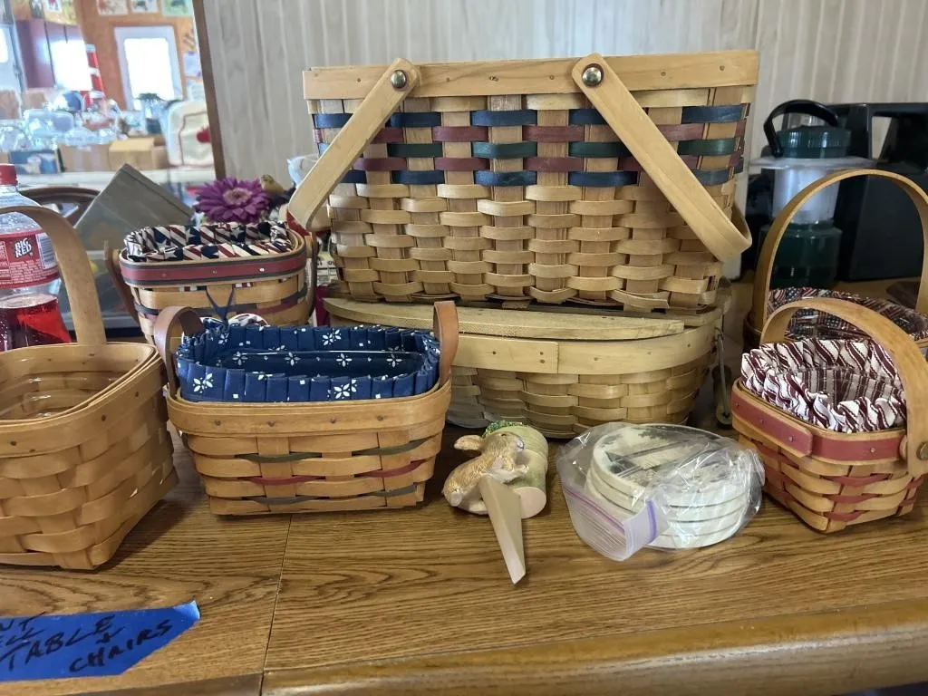 Longaberger basket and mics baskets, coasters
