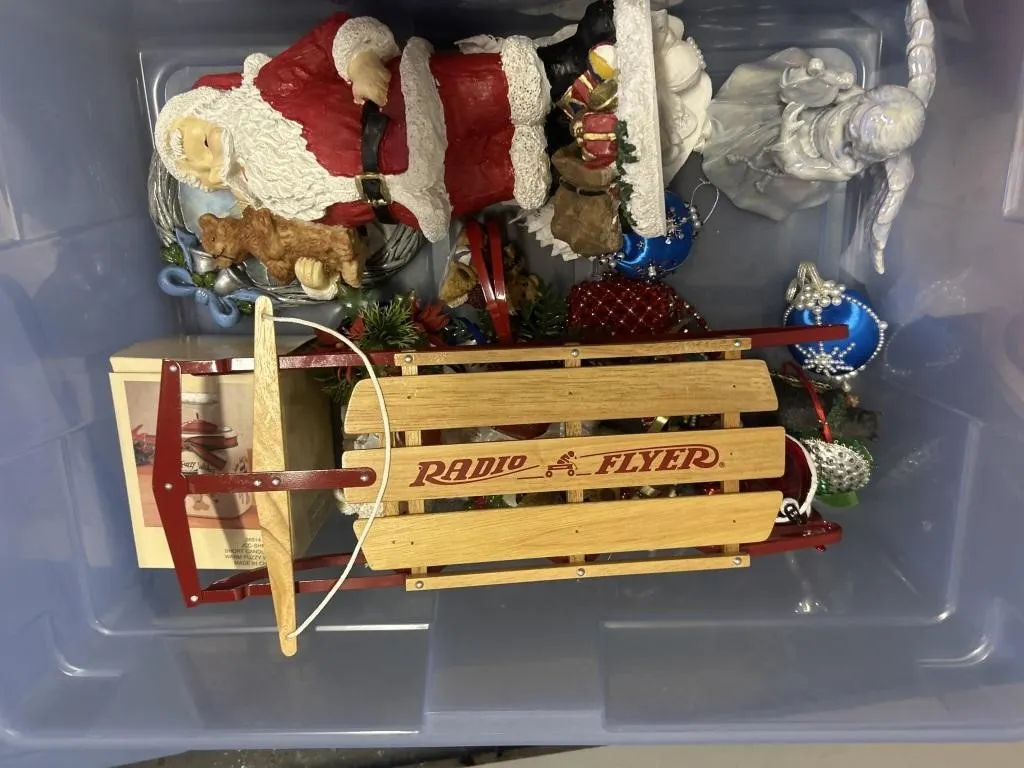 Christmas decor and Radio flyer mini sled and
