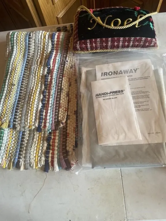 Iron board cover, rag rug, Noel pillow