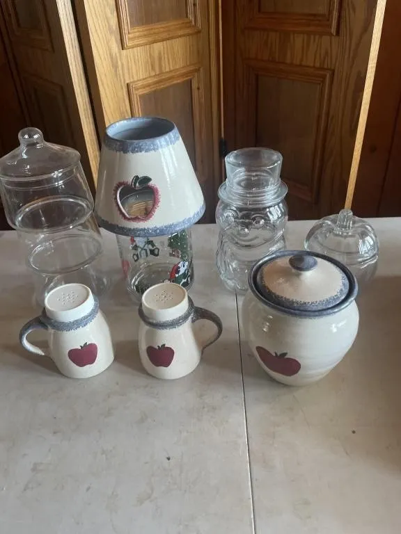 Glass holiday jars, apple decor