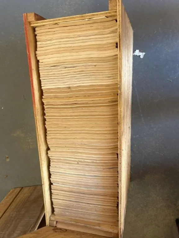 Wooden box of car magazines