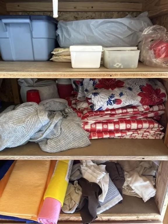 Tote full of lightbulbs, sparkle pan cushions,