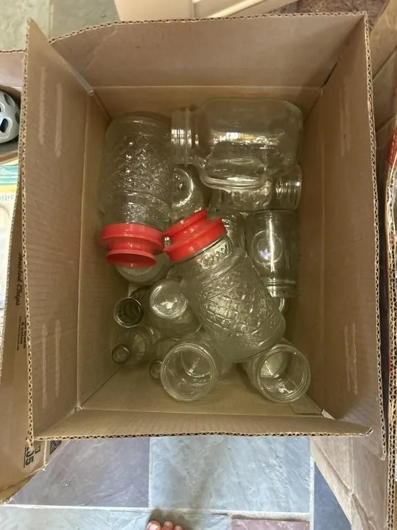 Pint mason jars bottles, glass cups