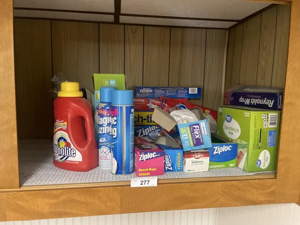 Ziploc bags, Epsom salt, iron, iron spray, trash