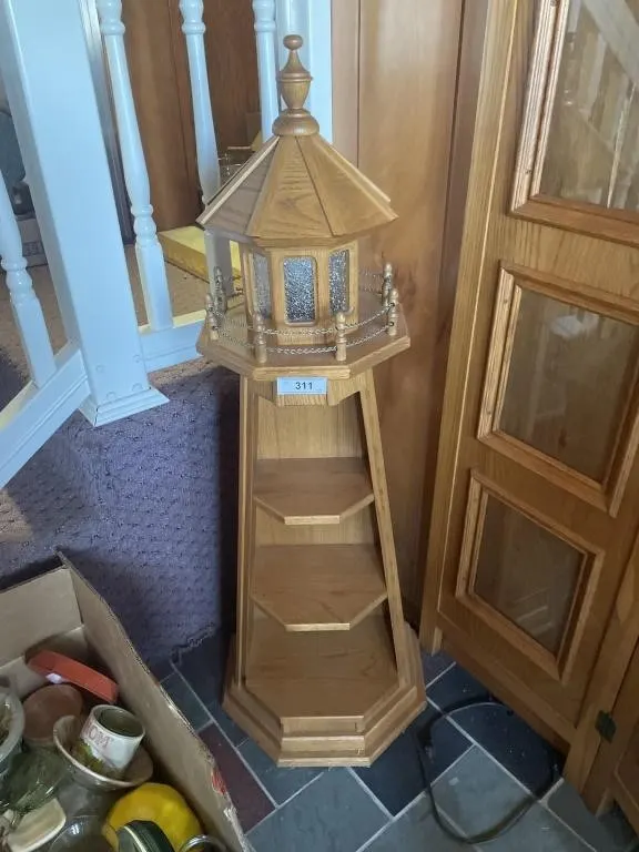 Wooden lighthouse shelving