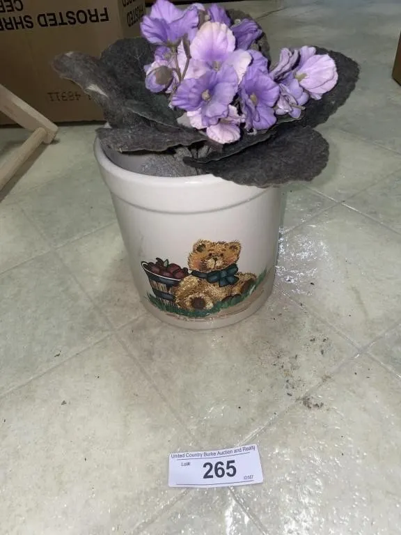 Stonewear crock with plant