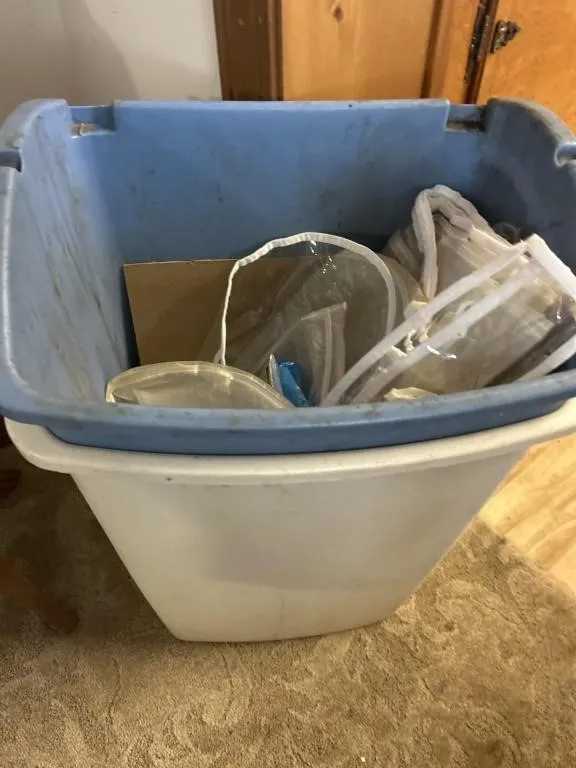 Trash cans and clothing bags