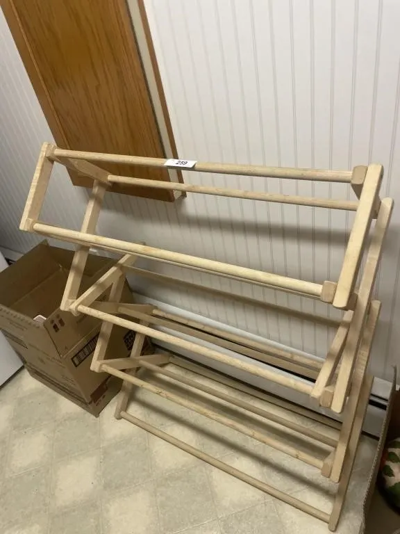 Wooden clothes drying rack