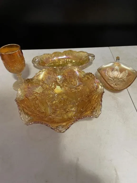 Marigold Carnival glass items