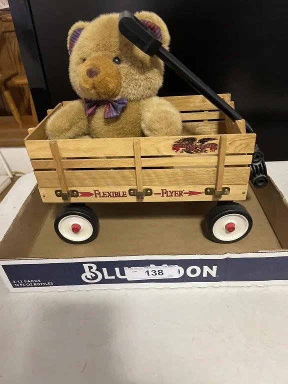 Bear and wooden wagon